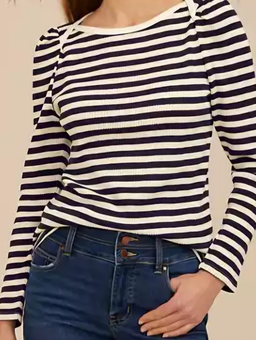 Maurices Black and White Striped Long Sleeve Top - Picture 3 of 10